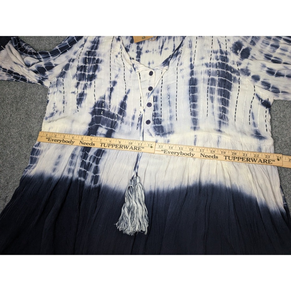 NWT Riviera Sun Women's Size 2XL Tie-dye Blue White Dress Boho Flowy Hippie - Picture 8 of 12